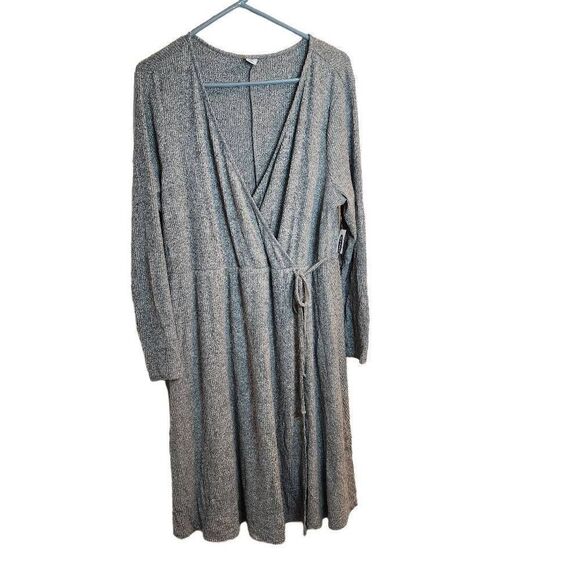 Old Navy NWT Super Soft 1X Gray Wrap Front Midi Skater Dress - Picture 1 of 10